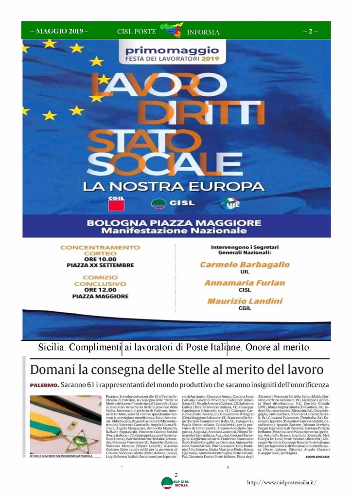 Cisl Poste Sicilia Informa maggio 2019_Pagina_02