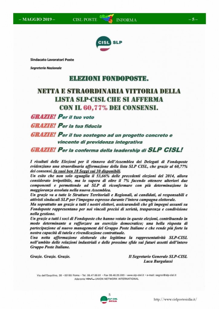 Cisl Poste Sicilia Informa maggio 2019_Pagina_05