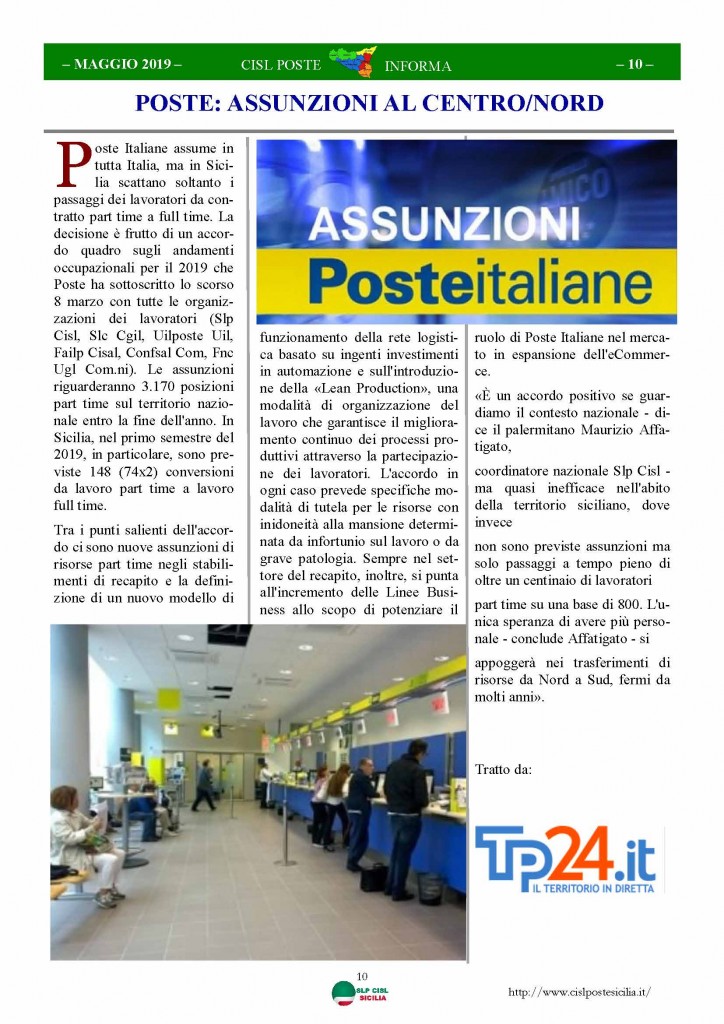 Cisl Poste Sicilia Informa maggio 2019_Pagina_10