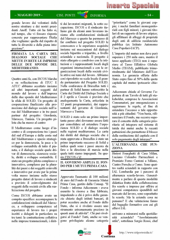 Cisl Poste Sicilia Informa maggio 2019_Pagina_14