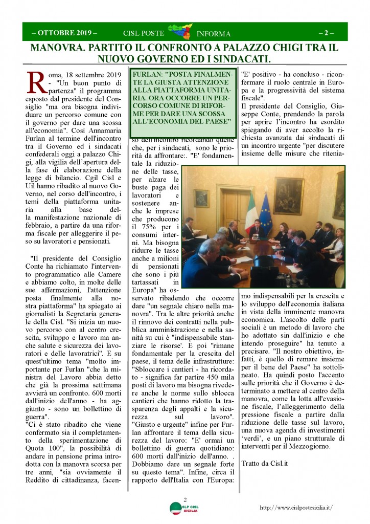 Cisl Poste Sicilia Informa ottobre 2019_Pagina_02