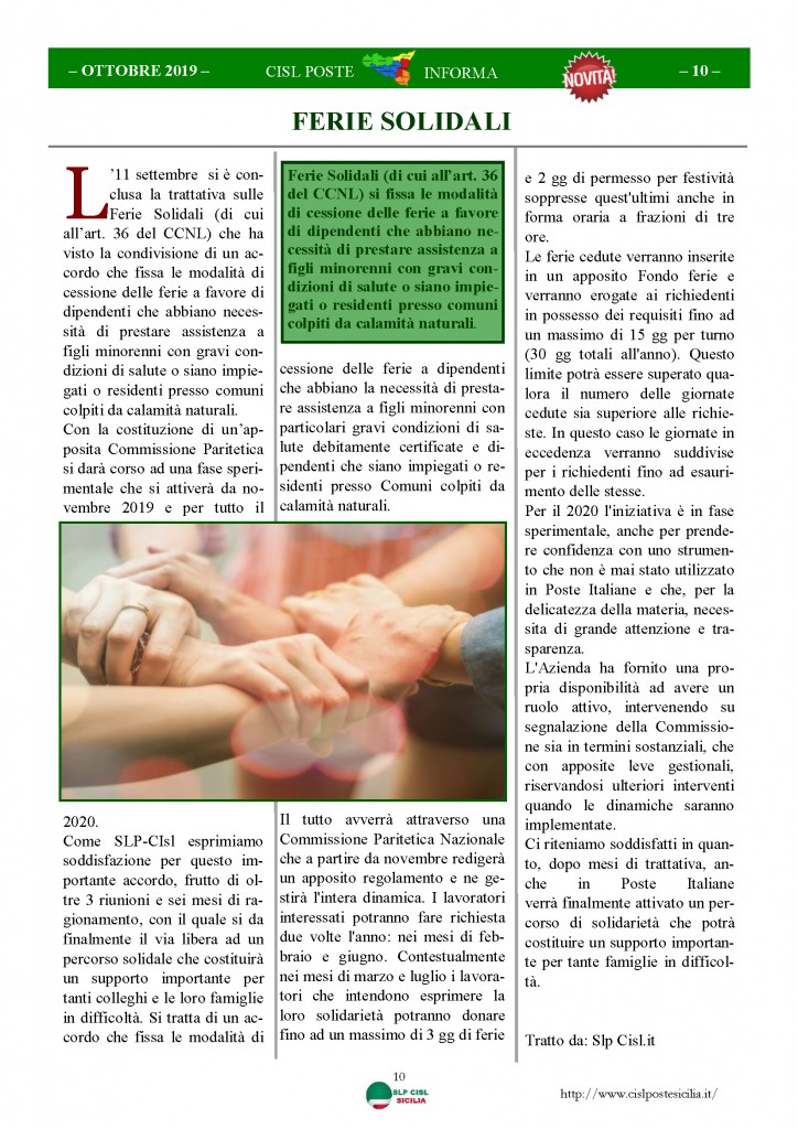 Cisl Poste Sicilia Informa ottobre 2019_Pagina_10