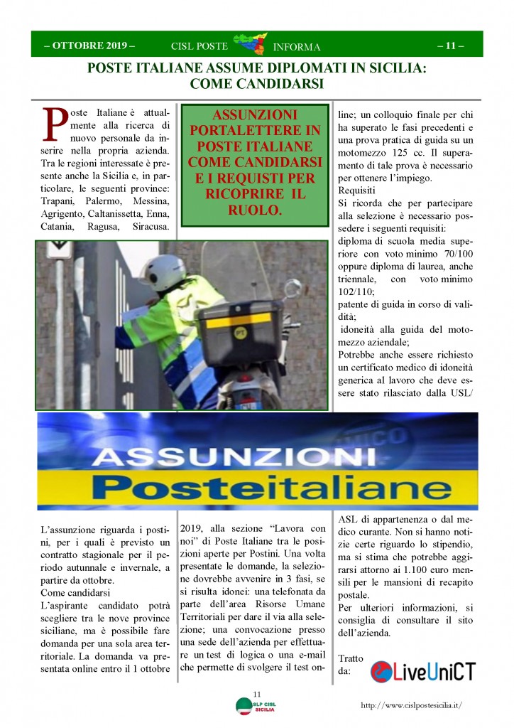 Cisl Poste Sicilia Informa ottobre 2019_Pagina_11
