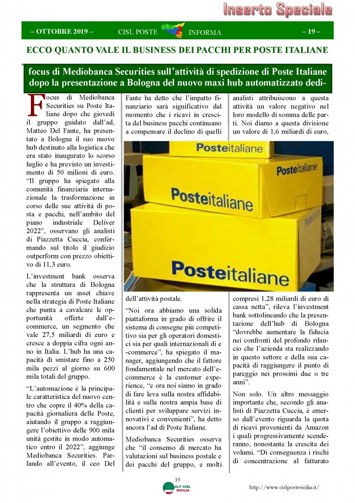 Cisl Poste Sicilia Informa ottobre 2019_Pagina_19
