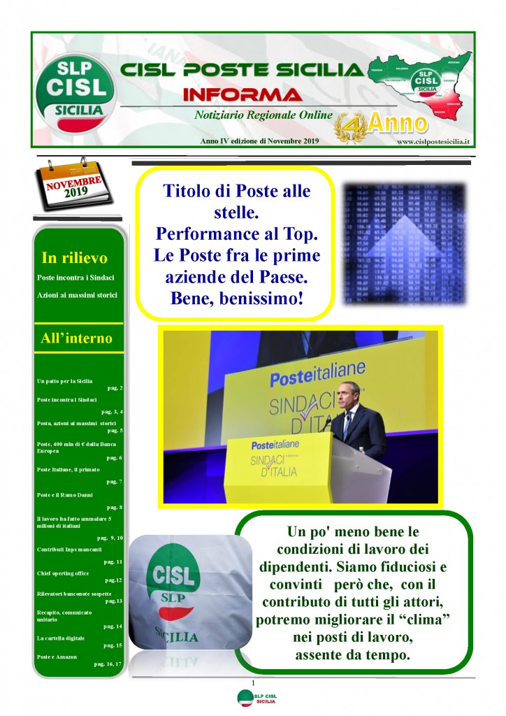 Cisl Poste Sicilia Informa novembre 2019_Pagina_01