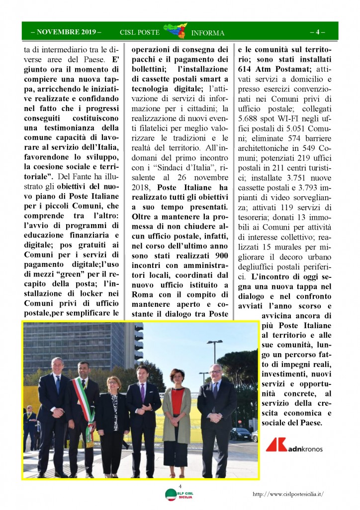 Cisl Poste Sicilia Informa novembre 2019_Pagina_04