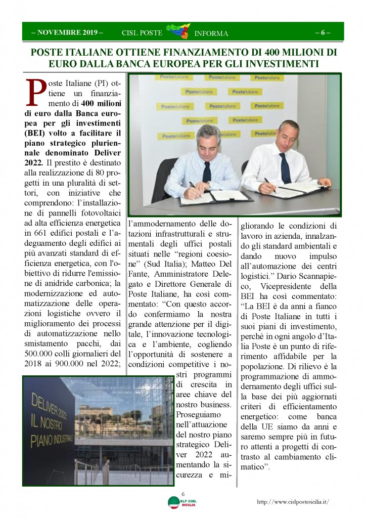 Cisl Poste Sicilia Informa novembre 2019_Pagina_06