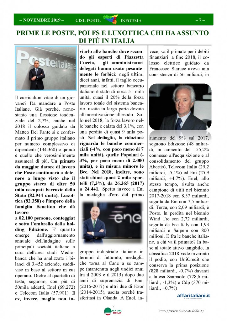 Cisl Poste Sicilia Informa novembre 2019_Pagina_07