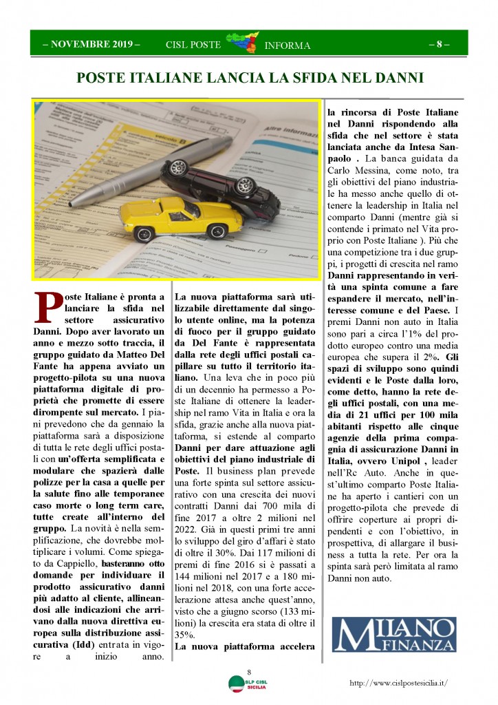 Cisl Poste Sicilia Informa novembre 2019_Pagina_08