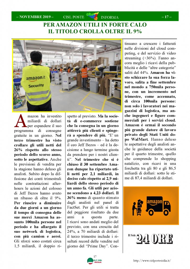 Cisl Poste Sicilia Informa novembre 2019_Pagina_17