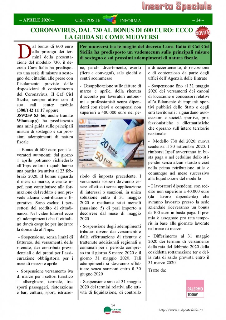 Cisl Poste Sicilia Informa Aprile 2020 _Pagina_14