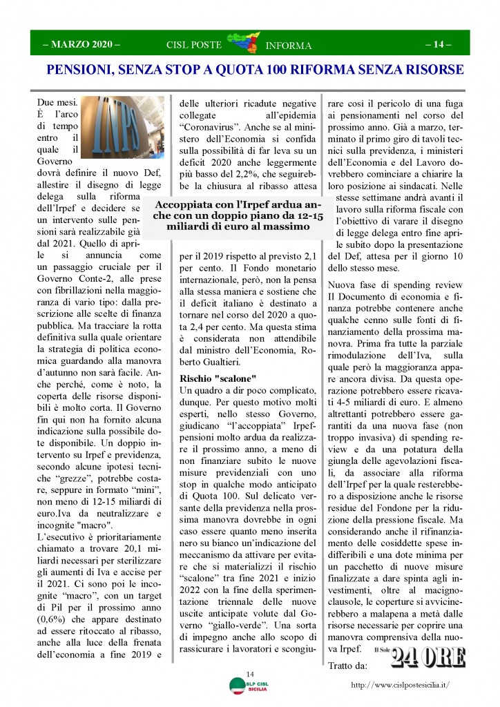 Cisl Poste Sicilia Informa Marzo 2020 _Pagina_14