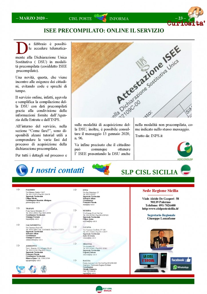 Cisl Poste Sicilia Informa Marzo 2020 _Pagina_23