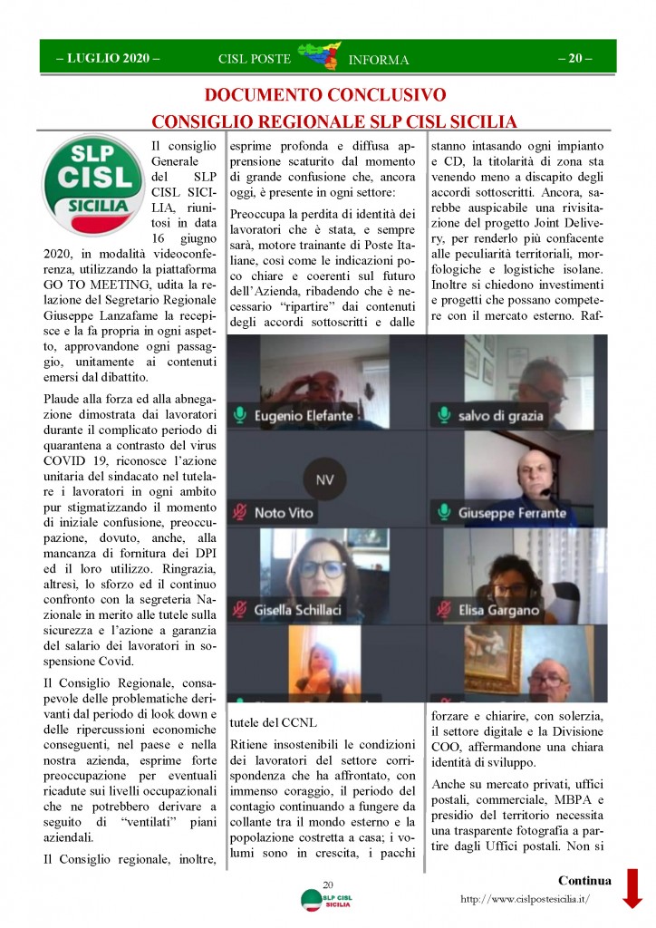 Cisl Poste Sicilia Informa Luglio 2020 _Pagina_20