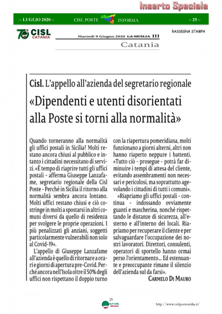 Cisl Poste Sicilia Informa Luglio 2020 _Pagina_25