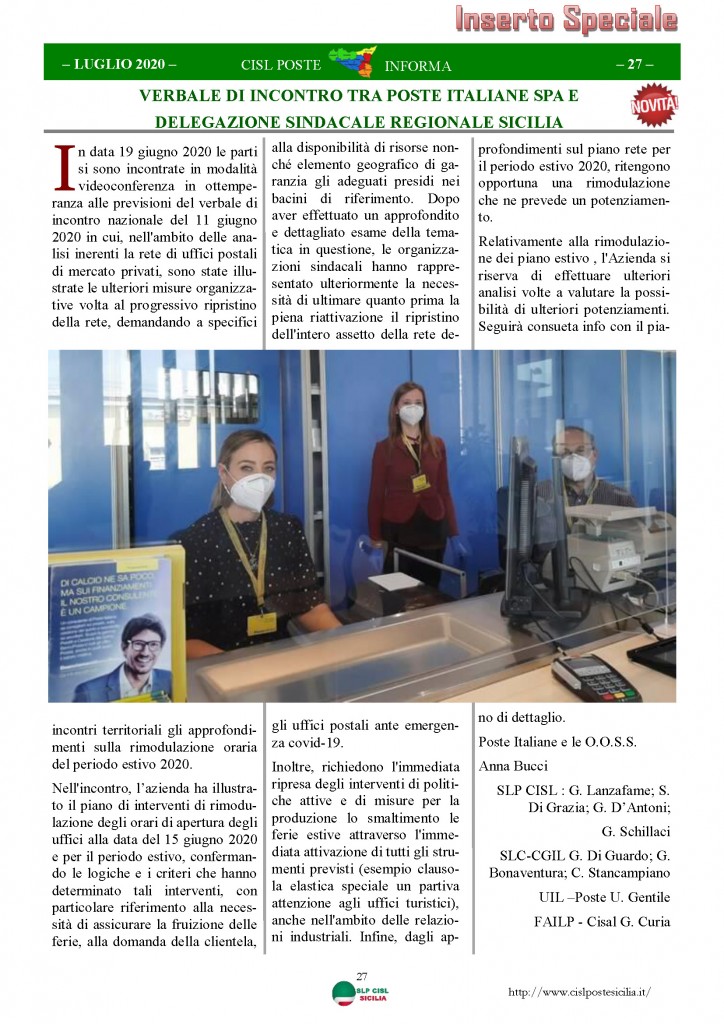 Cisl Poste Sicilia Informa Luglio 2020 _Pagina_27
