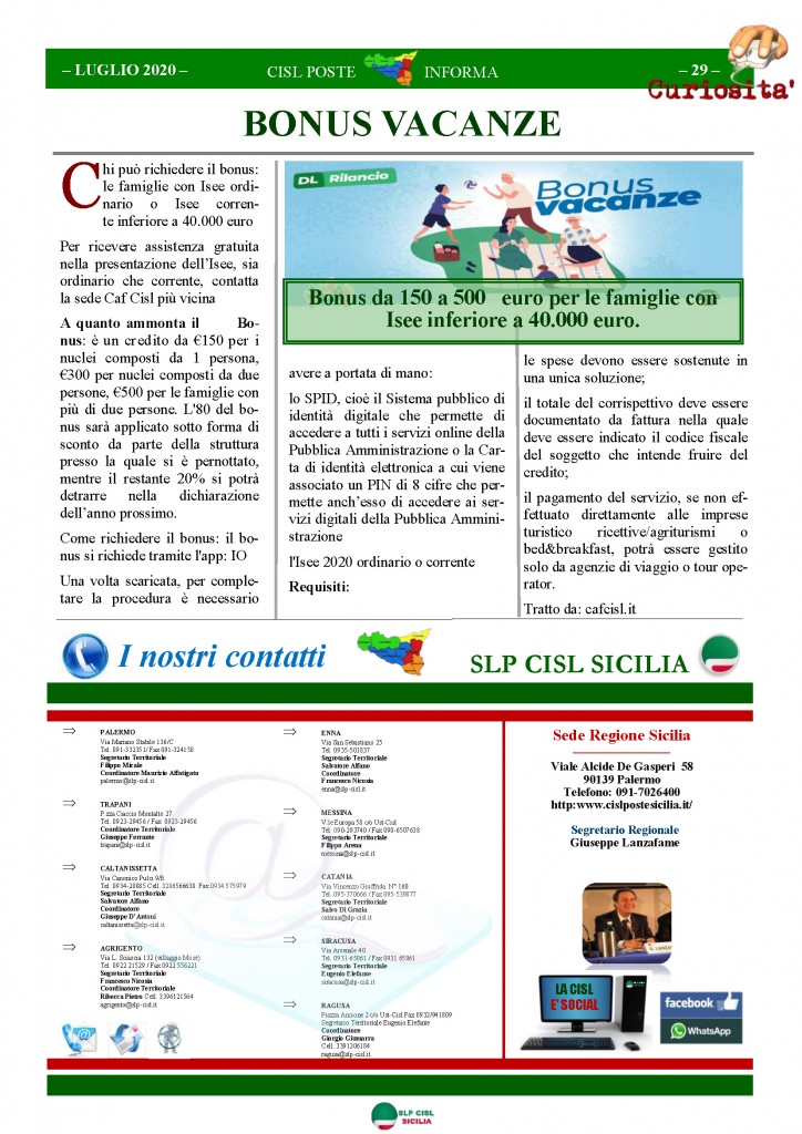 Cisl Poste Sicilia Informa Luglio 2020 _Pagina_29