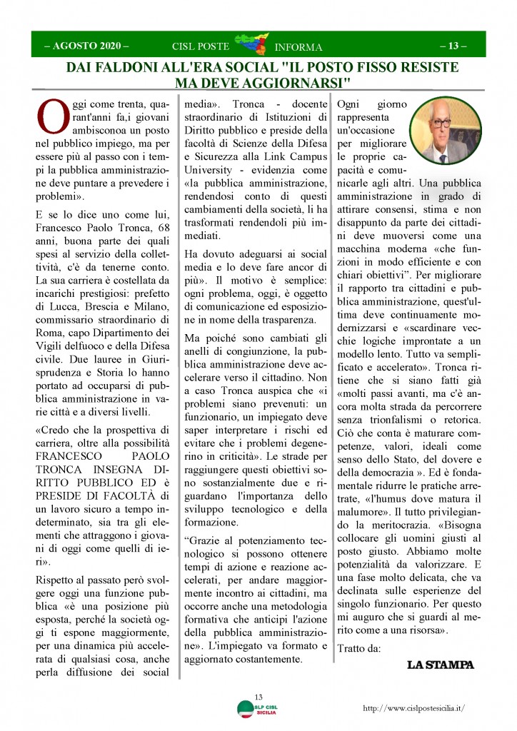Cisl Poste Sicilia Informa Agosto 2020 _Pagina_13