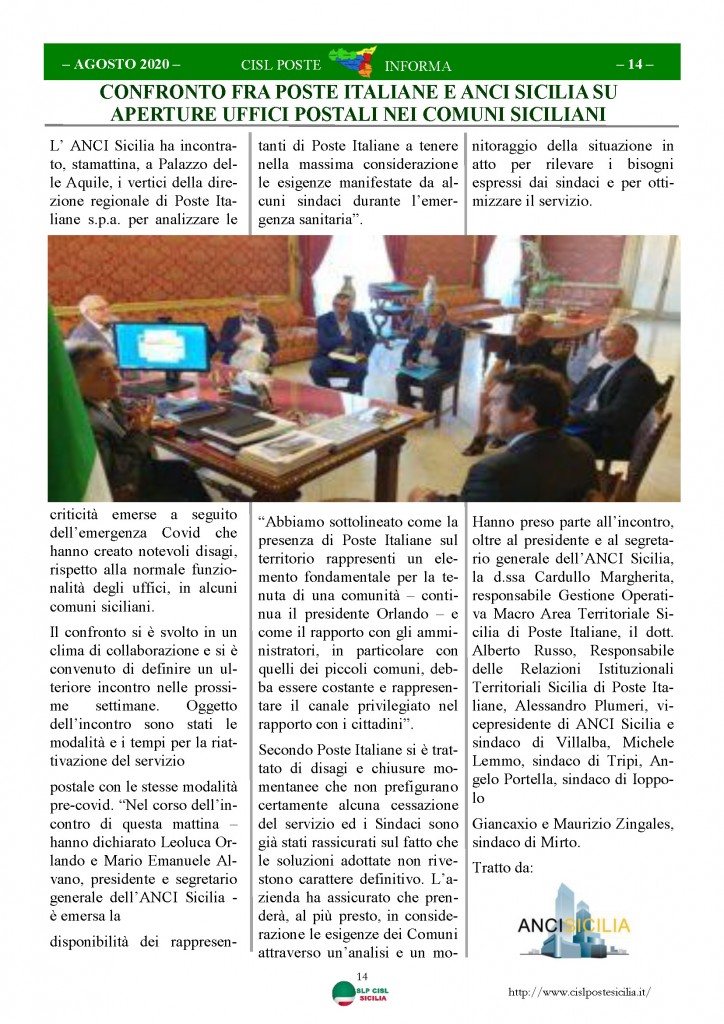 Cisl Poste Sicilia Informa Agosto 2020 _Pagina_14