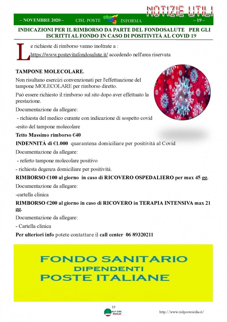 Cisl Poste Sicilia Informa Novembre 2020_Pagina_19