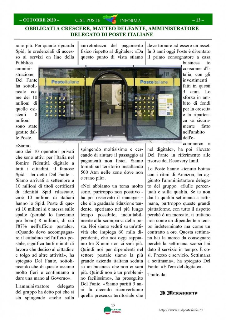 Cisl Poste Sicilia Informa ottobre 2020 _Pagina_13