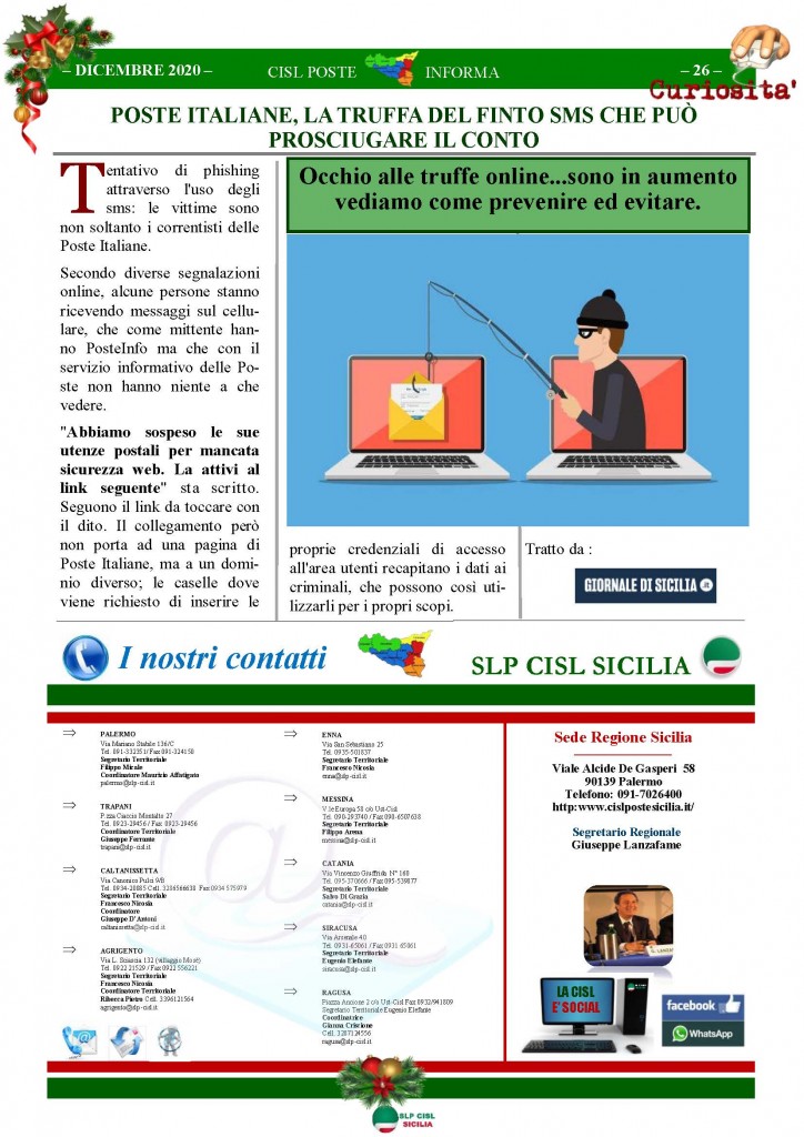 Cisl Poste Sicilia Informa Dicembrex 2020_Pagina_26