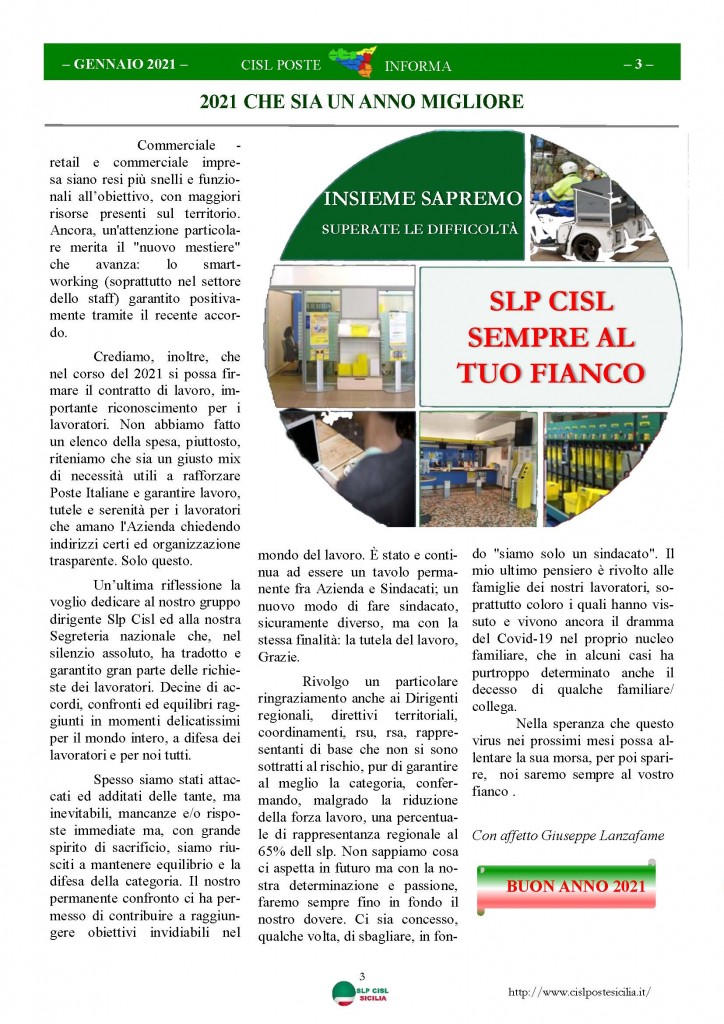 Cisl Poste Sicilia Informa Gennaio 2021_Pagina_03