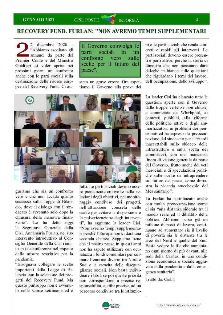 Cisl Poste Sicilia Informa Gennaio 2021_Pagina_04