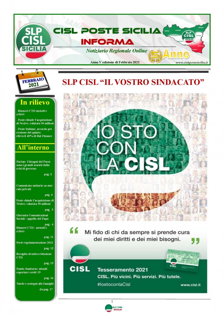 Cisl Poste Sicilia Informa Febbraio 2021_Pagina_01