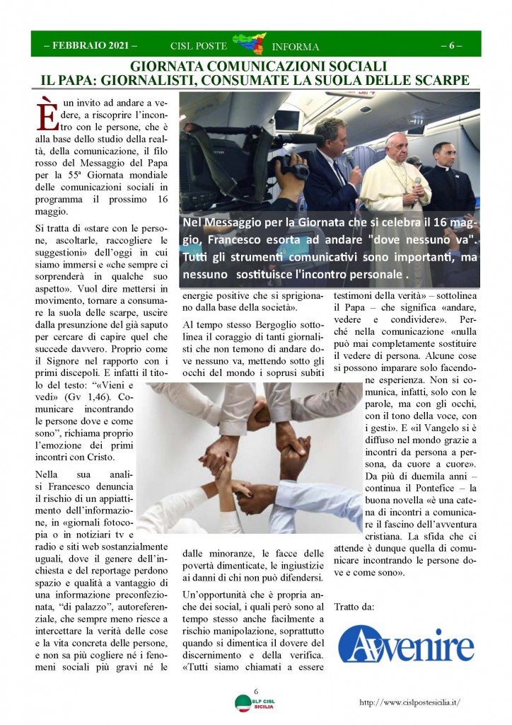Cisl Poste Sicilia Informa Febbraio 2021_Pagina_06