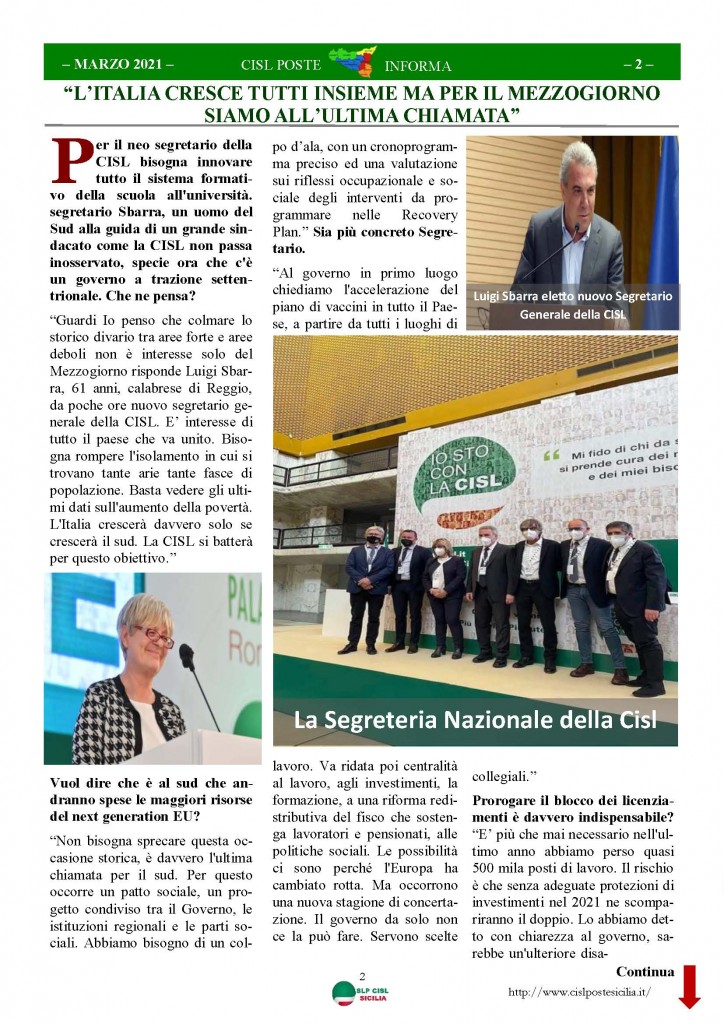 Cisl Poste Sicilia Informa Marzo 2021_Pagina_02