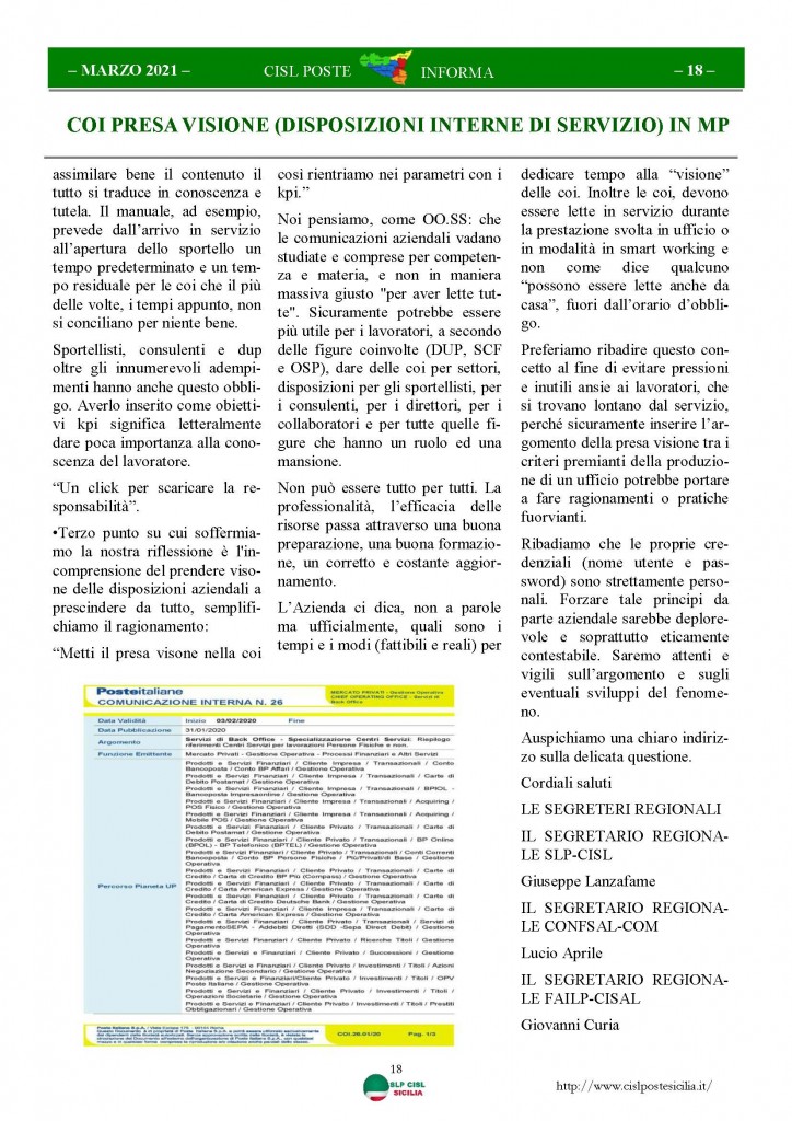 Cisl Poste Sicilia Informa Marzo 2021_Pagina_18
