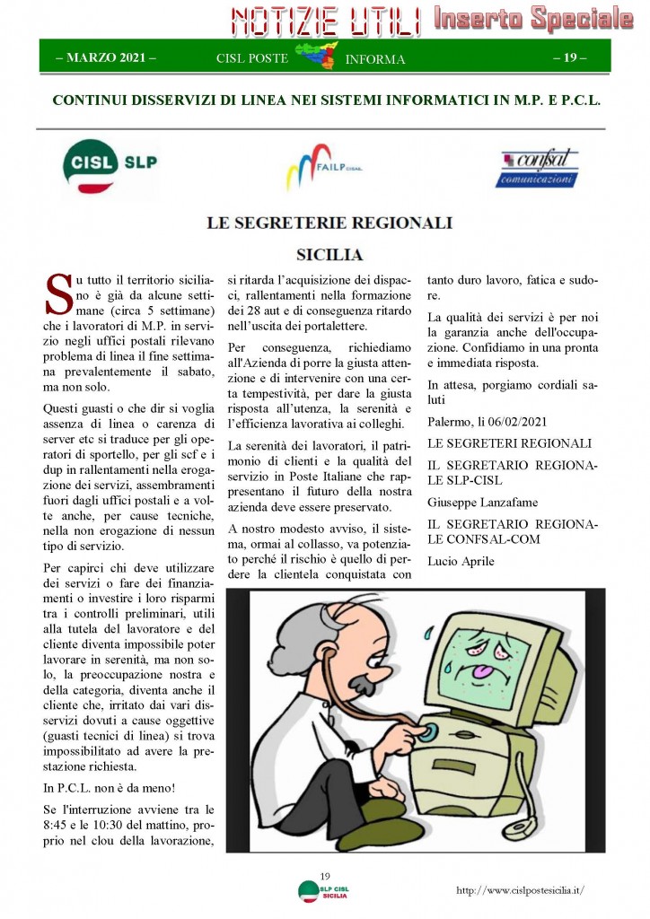 Cisl Poste Sicilia Informa Marzo 2021_Pagina_19