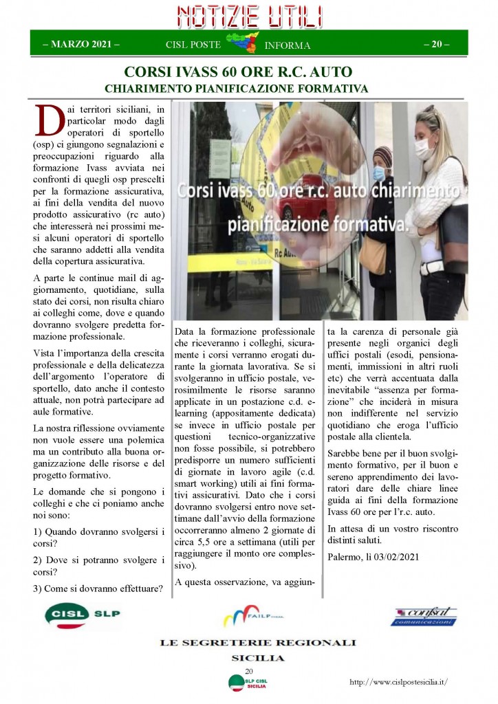 Cisl Poste Sicilia Informa Marzo 2021_Pagina_20
