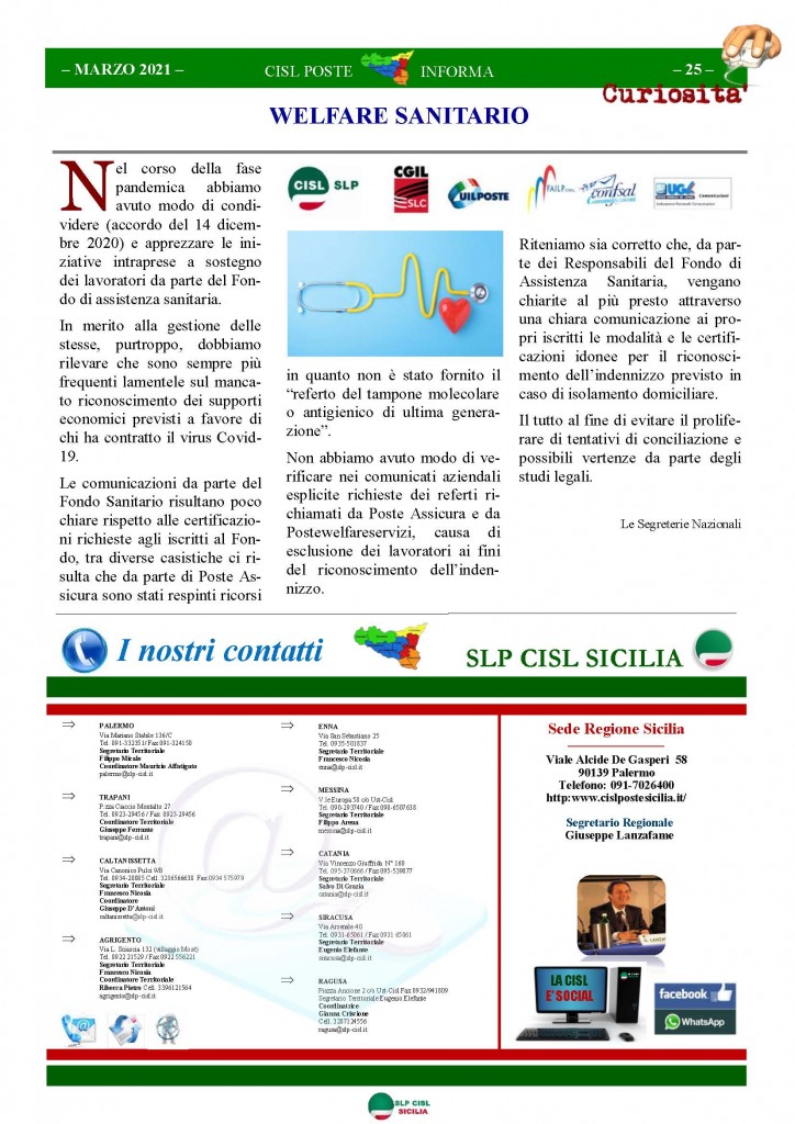 Cisl Poste Sicilia Informa Marzo 2021_Pagina_25