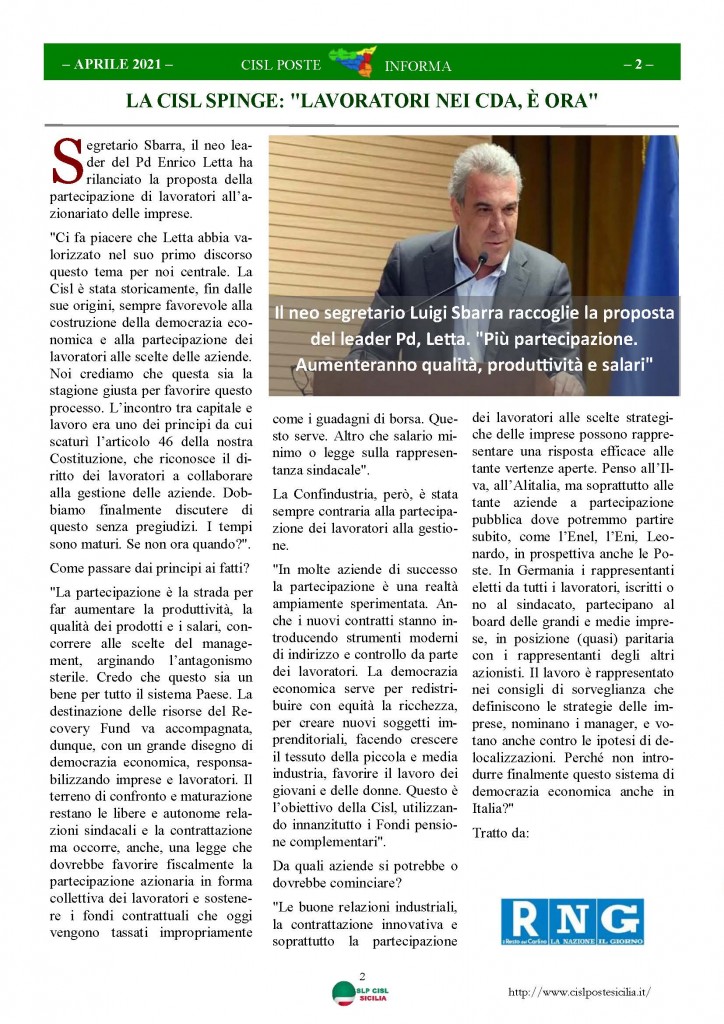 Cisl Poste Sicilia Informa Aprile 2021_Pagina_02