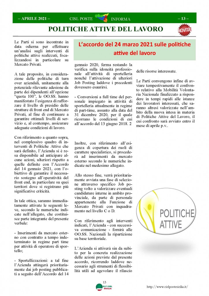 Cisl Poste Sicilia Informa Aprile 2021_Pagina_13