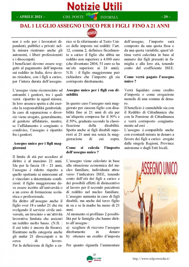 Cisl Poste Sicilia Informa Aprile 2021_Pagina_20