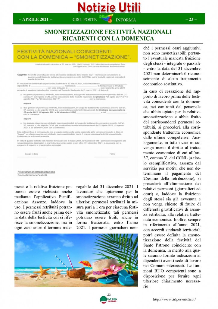 Cisl Poste Sicilia Informa Aprile 2021_Pagina_23