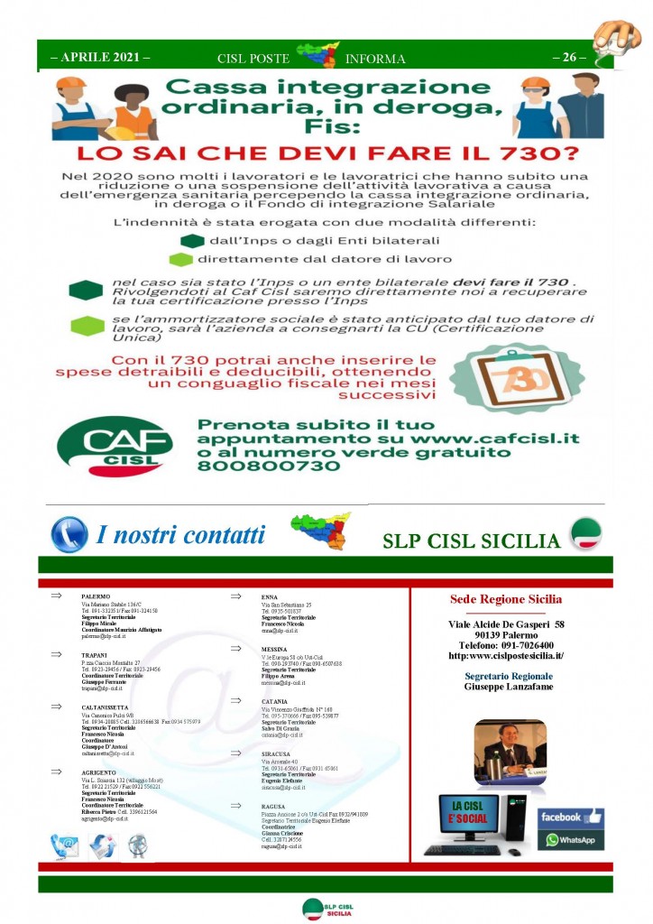 Cisl Poste Sicilia Informa Aprile 2021_Pagina_26